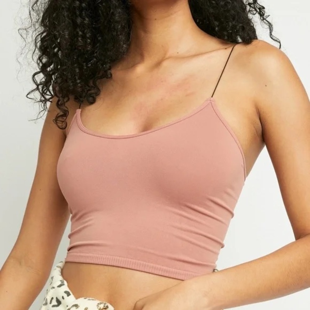 Free People Intimately Skinny Strap Seamless Brami Tank Top in Dusty Rose